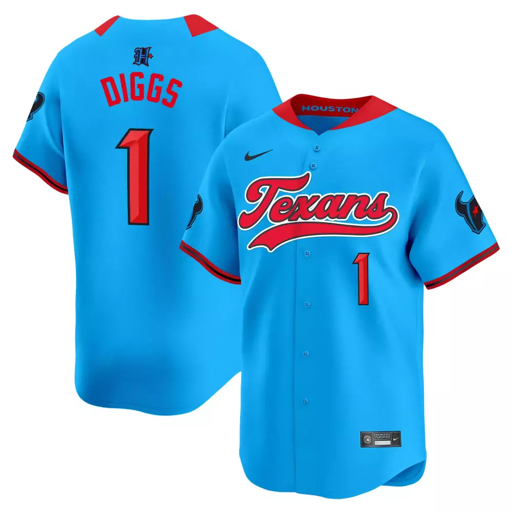 stefon diggs blue mens houston texans 2024 baseball jersey all stitched
