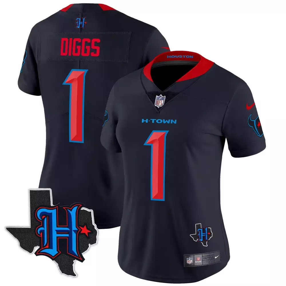 stefon diggs navy limited womens houston texans 2024 texas patch vapor limited jersey all stitched
