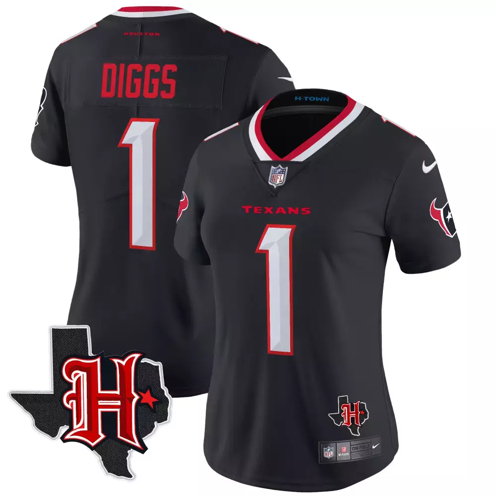 stefon diggs navy womens houston texans 2024 texas patch vapor limited jersey v5 all stitched