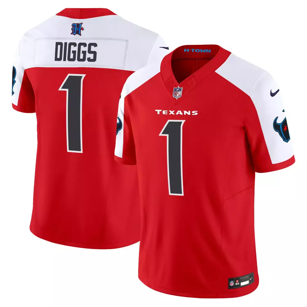 stefon diggs red alternate mens houston texans 2024 vapor limited jersey all stitched