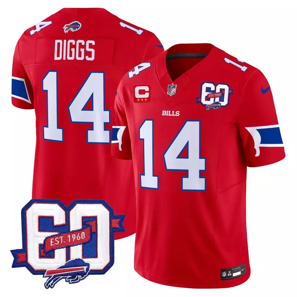 Stefon Diggs Buffalo Bills 60th Anniversary Patch Vapor Jersey | Red | Limited Edition for Men, Women & Youth
