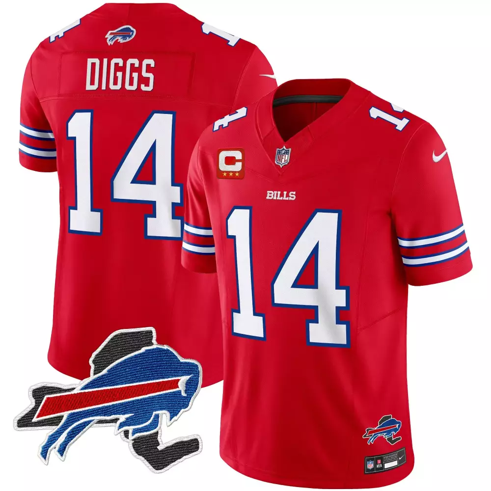 stefon diggs red mens buffalo bills new york patch vapor limited jersey all stitched