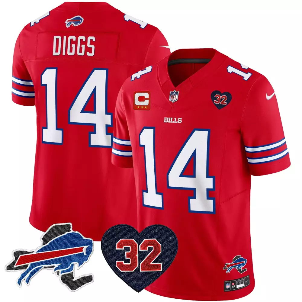 stefon diggs red mens buffalo bills new york patch vapor limited jersey all stitched