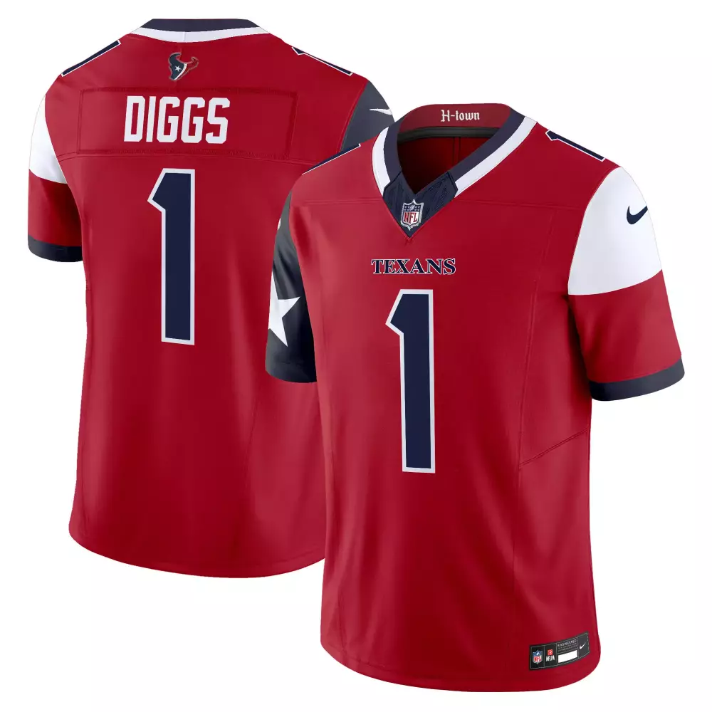 stefon diggs red mens houston texans 2024 vapor limited jersey v3 all stitched