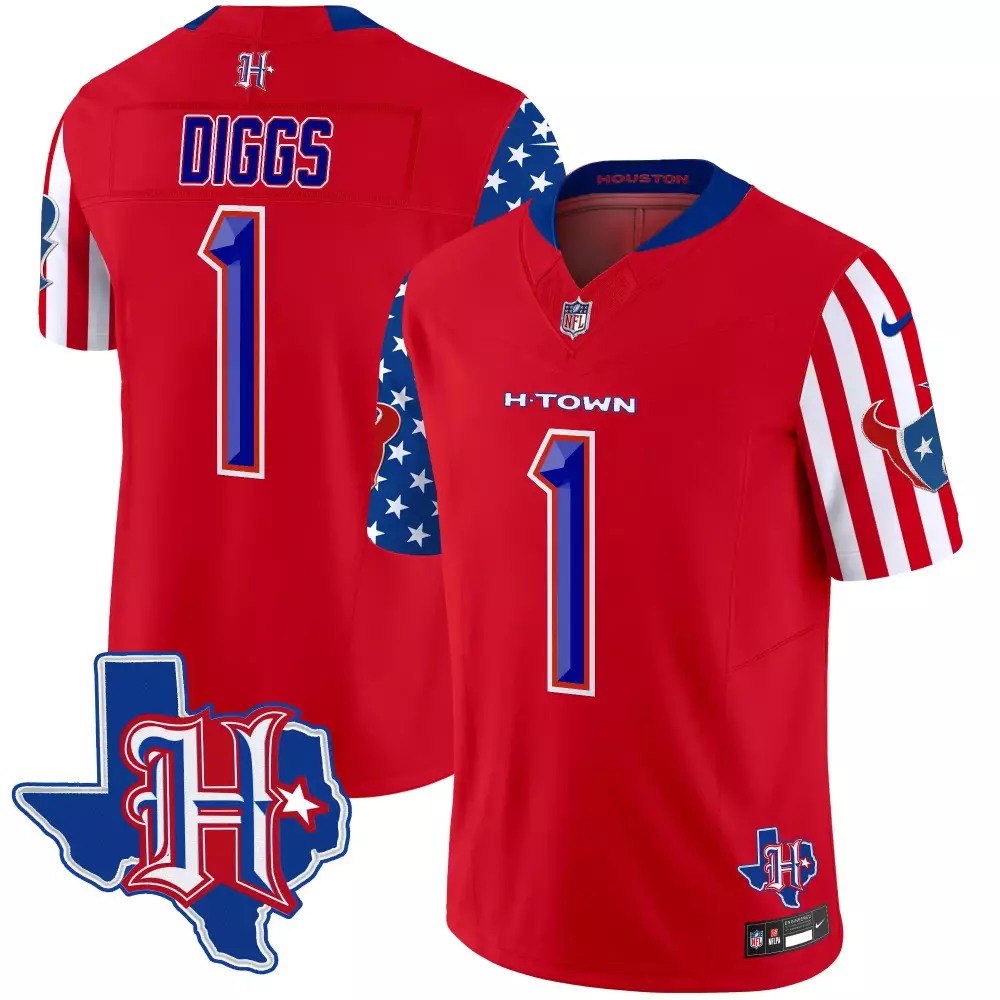 stefon diggs red mens houston texans 2024 vapor limited jersey v3 all stitched