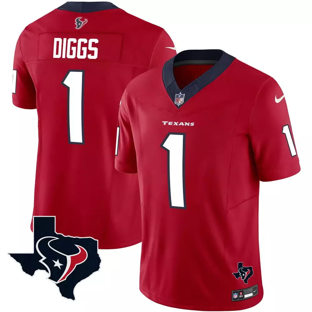 stefon diggs red mens houston texans 2024 vapor limited jersey v3 all stitched