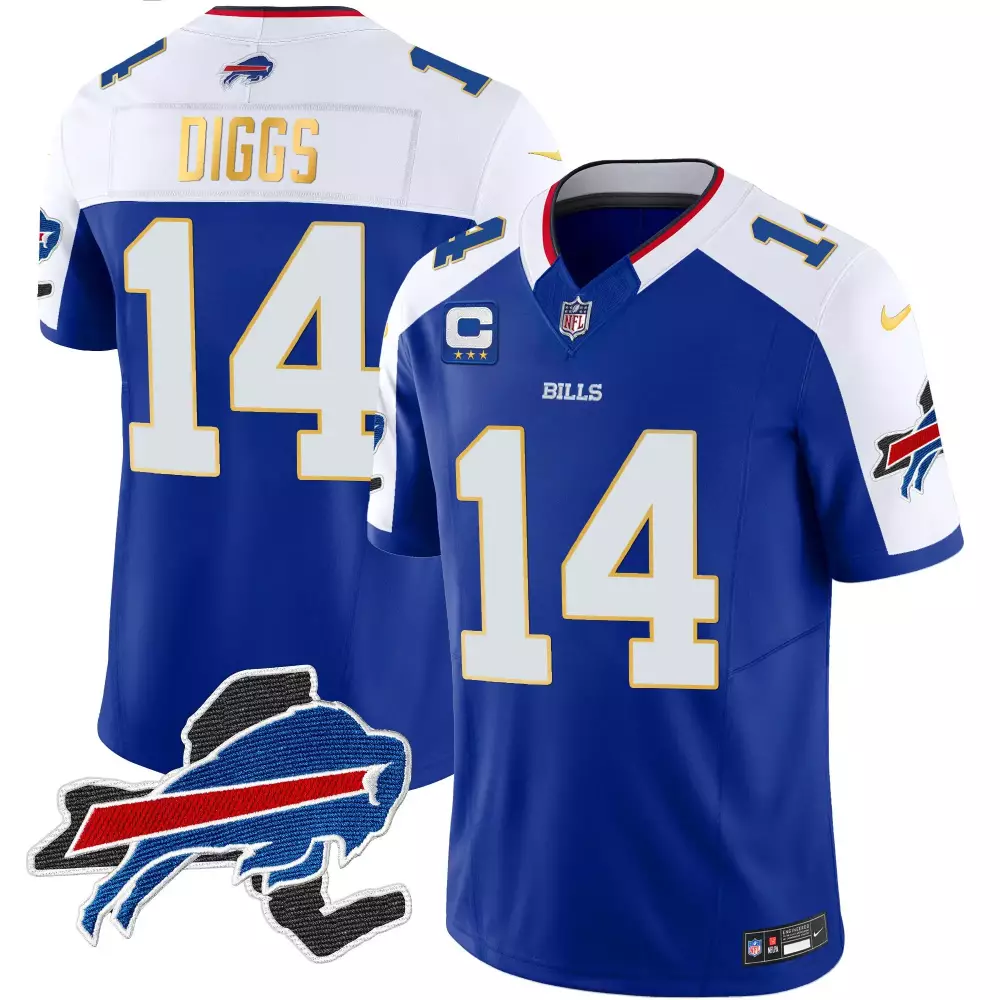Stefon Diggs Buffalo Bills New York Patch Gold Trim Jersey | Stitched Vapor Design | Fan Gear for Men, Women & Youth
