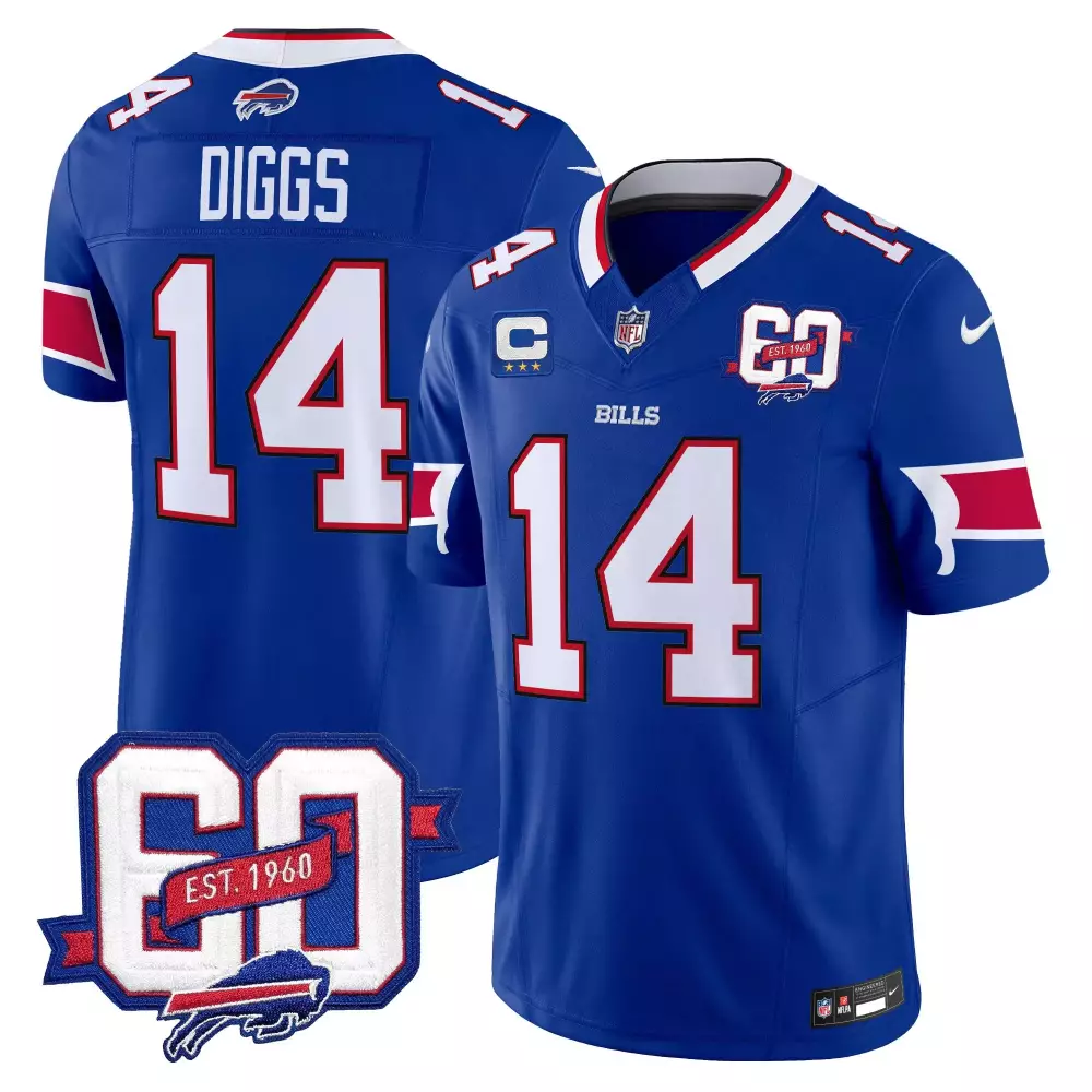 stefon diggs royal mens buffalo bills 60th anniversary patch vapor limited jersey all stitched