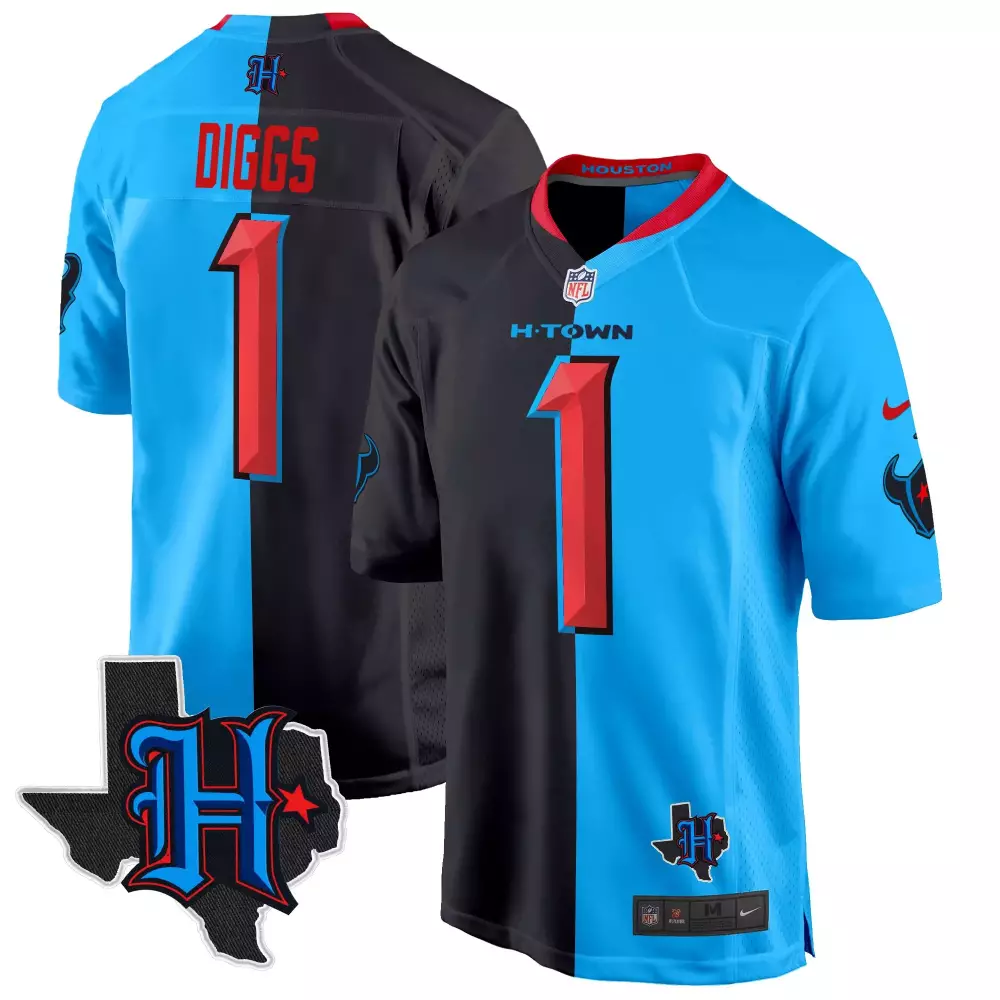 stefon diggs split mens houston texans 2024 texas patch game jersey all stitched