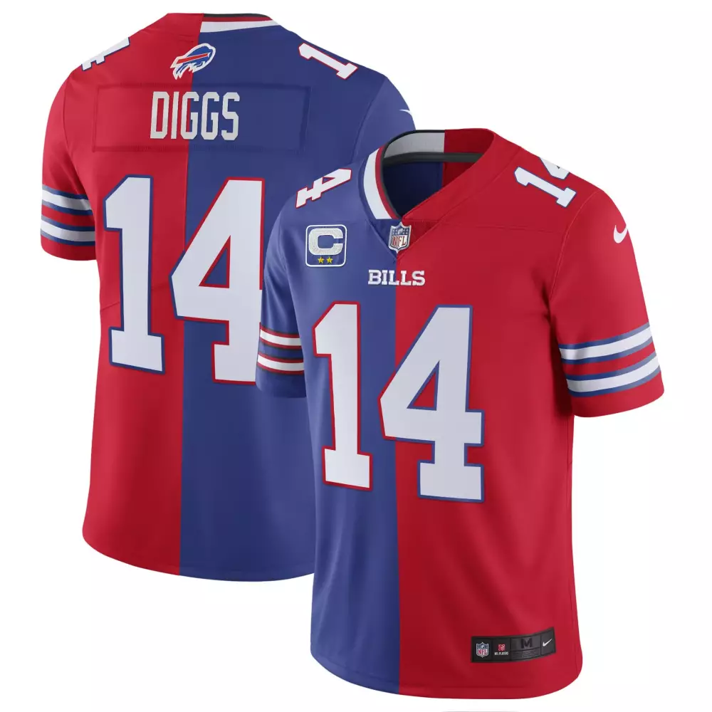 Stefon Diggs Split Royal Red Men's Buffalo Bills Jersey | Stitched Vapor Fan Gear | For Men, Women & Youth