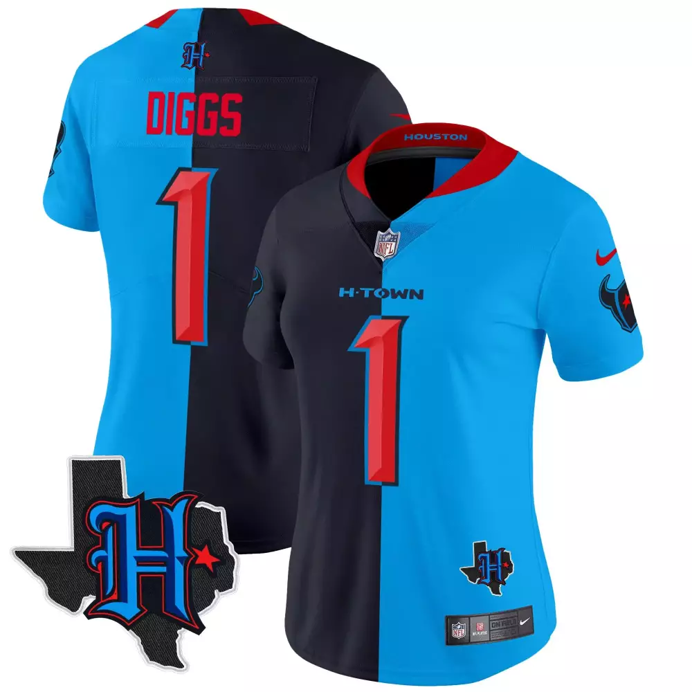 stefon diggs split womens houston texans 2024 texas patch vapor limited jersey v2 all stitched