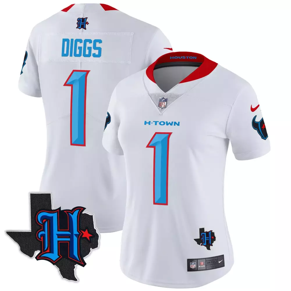 stefon diggs white limited womens houston texans 2024 texas patch vapor limited jersey v2 all stitched