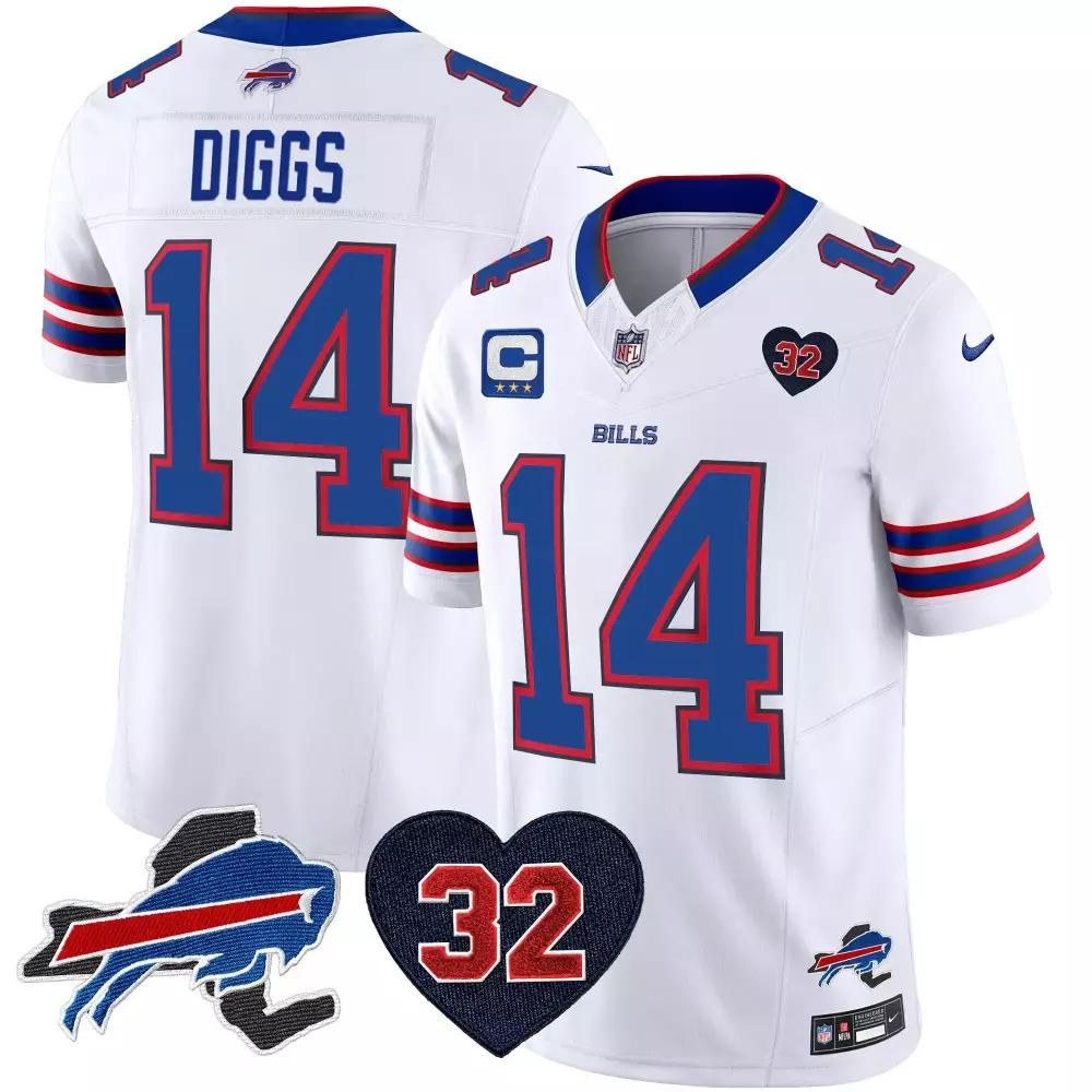 stefon diggs white mens buffalo bills new york patch gold trim vapor jersey all stitched