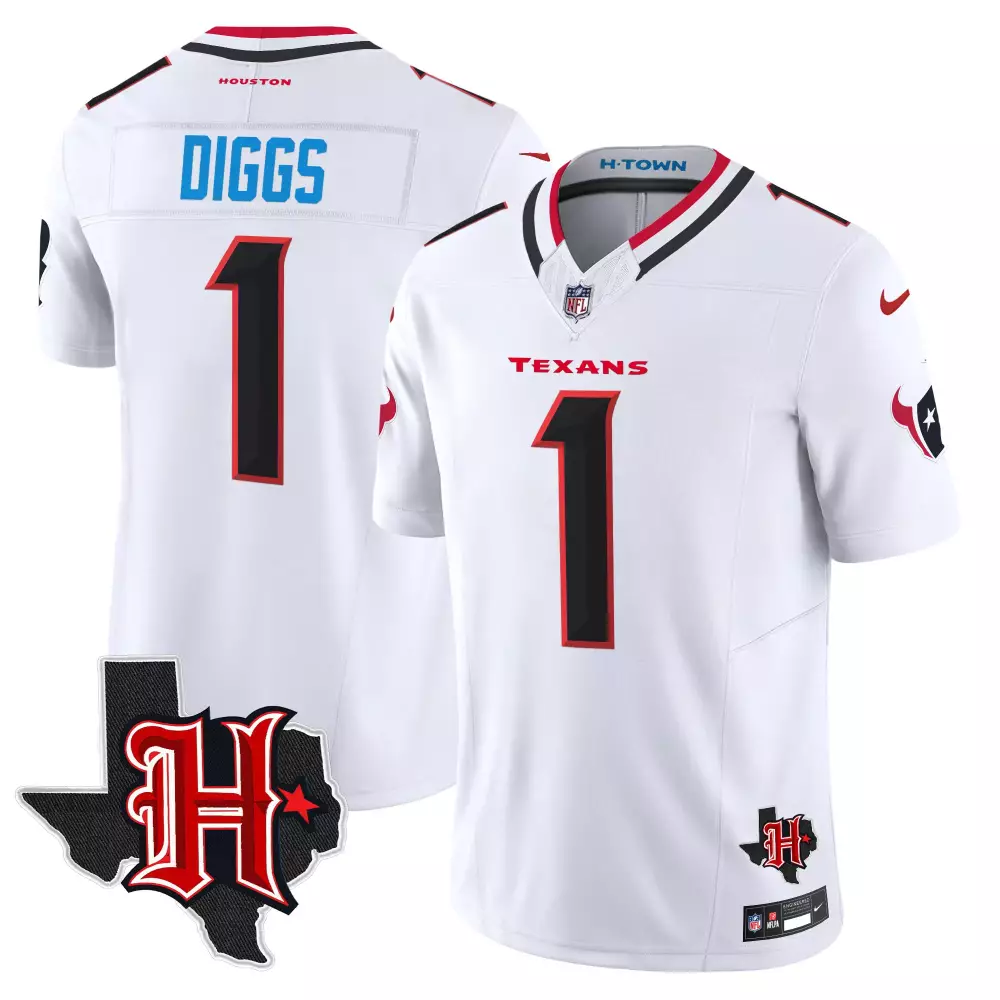 stefon diggs white mens houston texans 2024 texas patch vapor limited jersey v5 all stitched