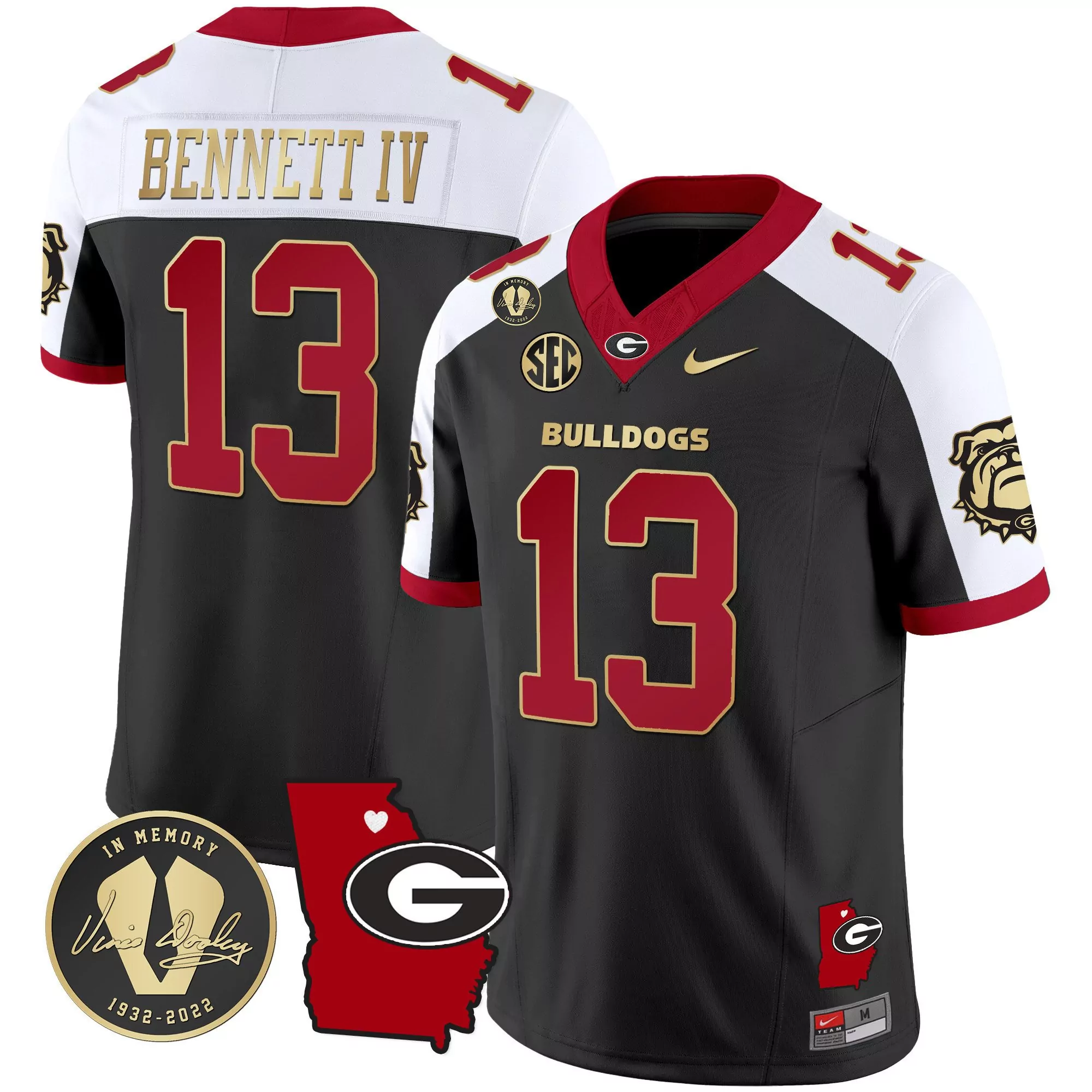 stetson bennett alternate mens georgia bulldogs 2023 vapor jersey v4 georgia map all stitched
