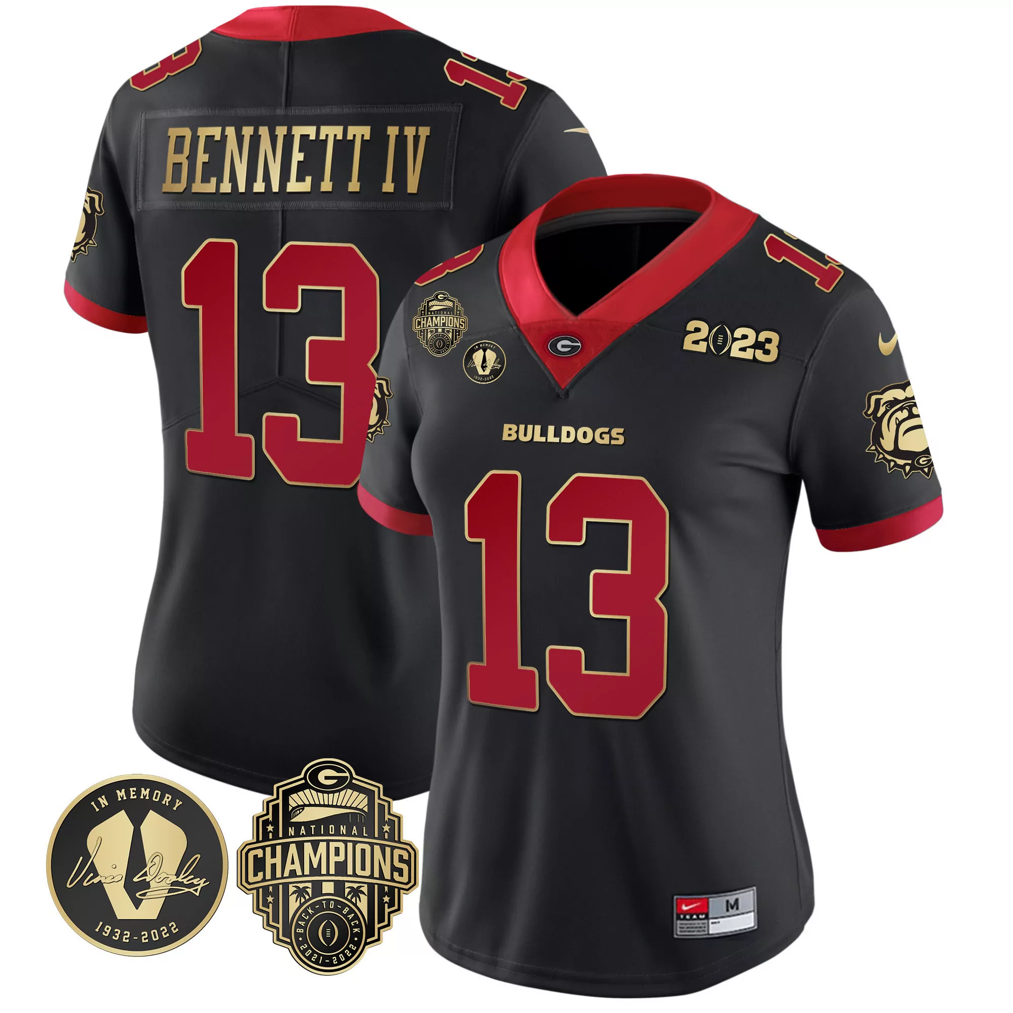 stetson bennett black gold trim womens georgia bulldogs 2023 vapor jersey v4 georgia map all stitched