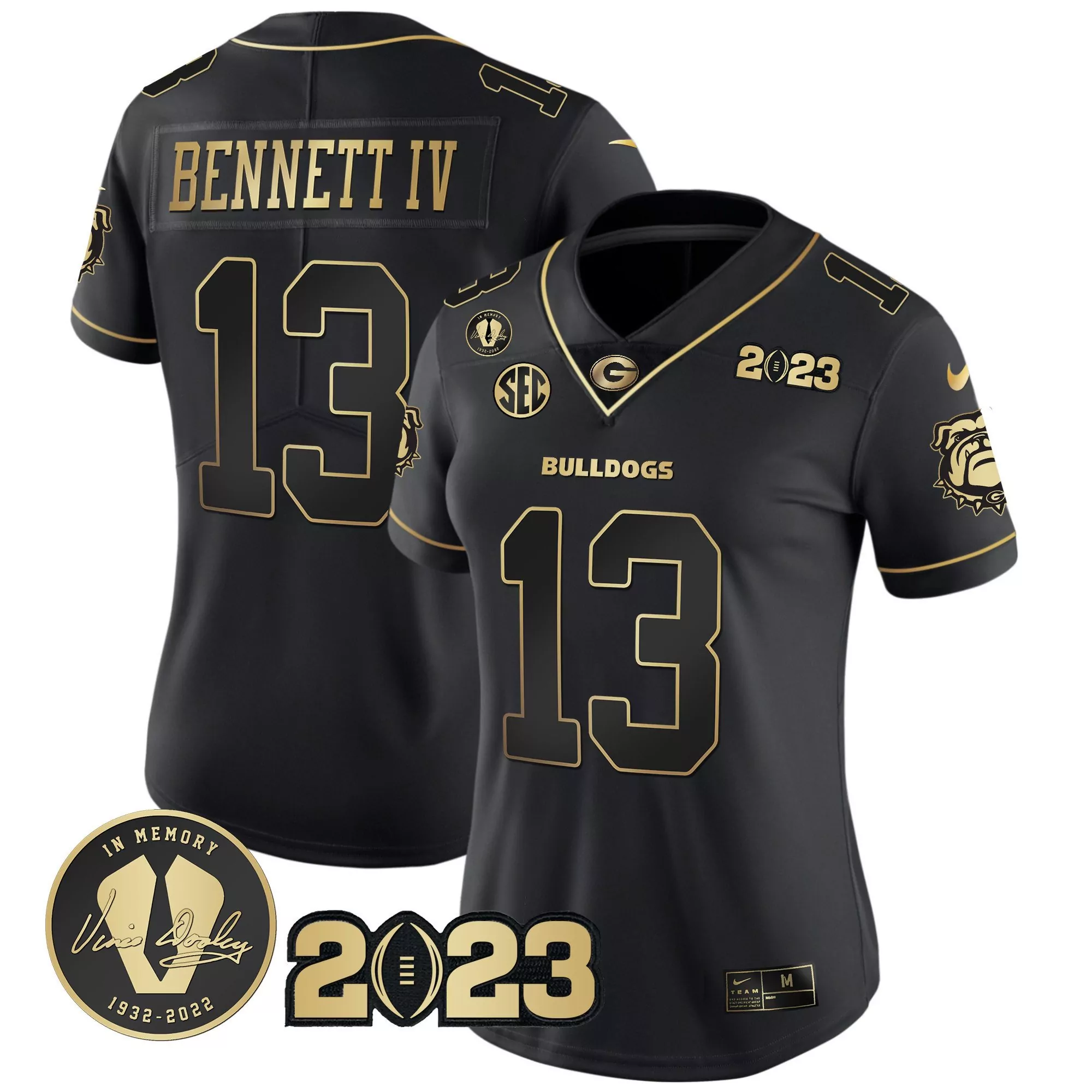 stetson bennett black gold trim womens georgia bulldogs 2023 vapor jersey v4 georgia map all stitched