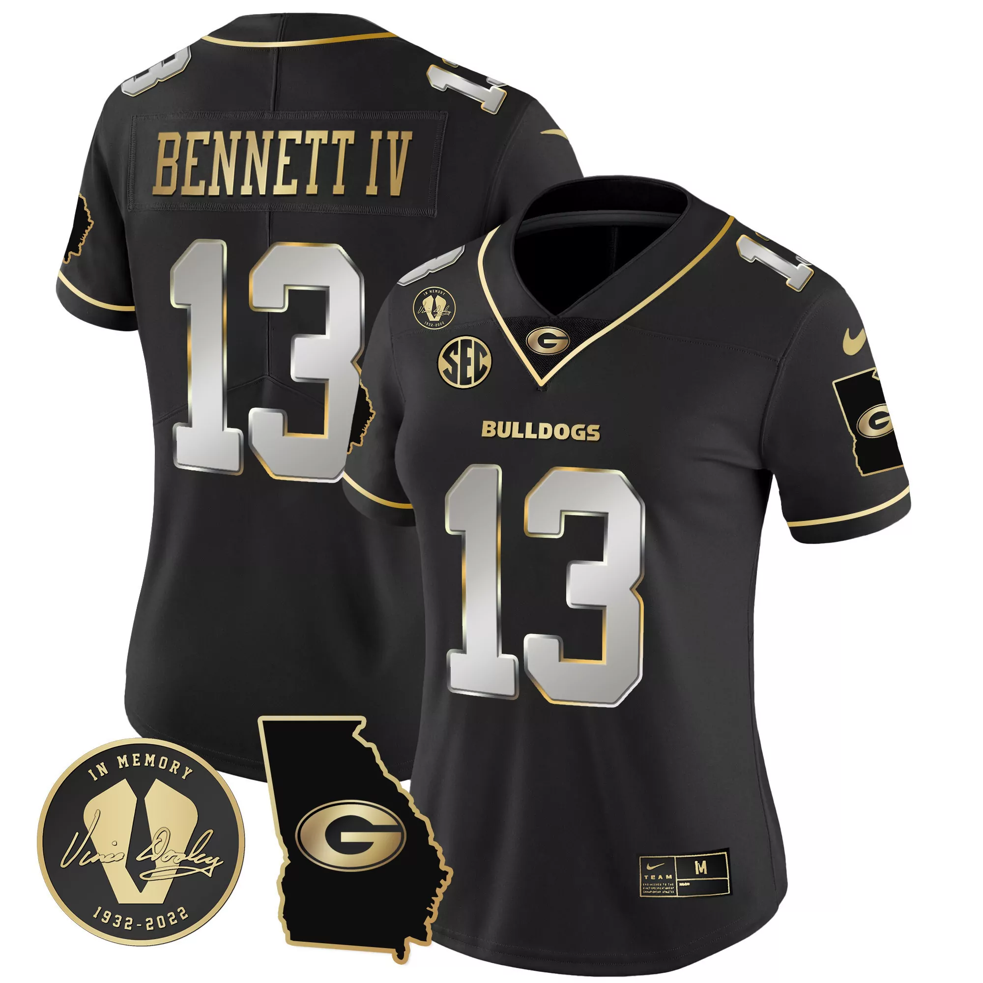 stetson bennett black limited womens georgia bulldogs 2023 vapor jersey georgia map all stitched