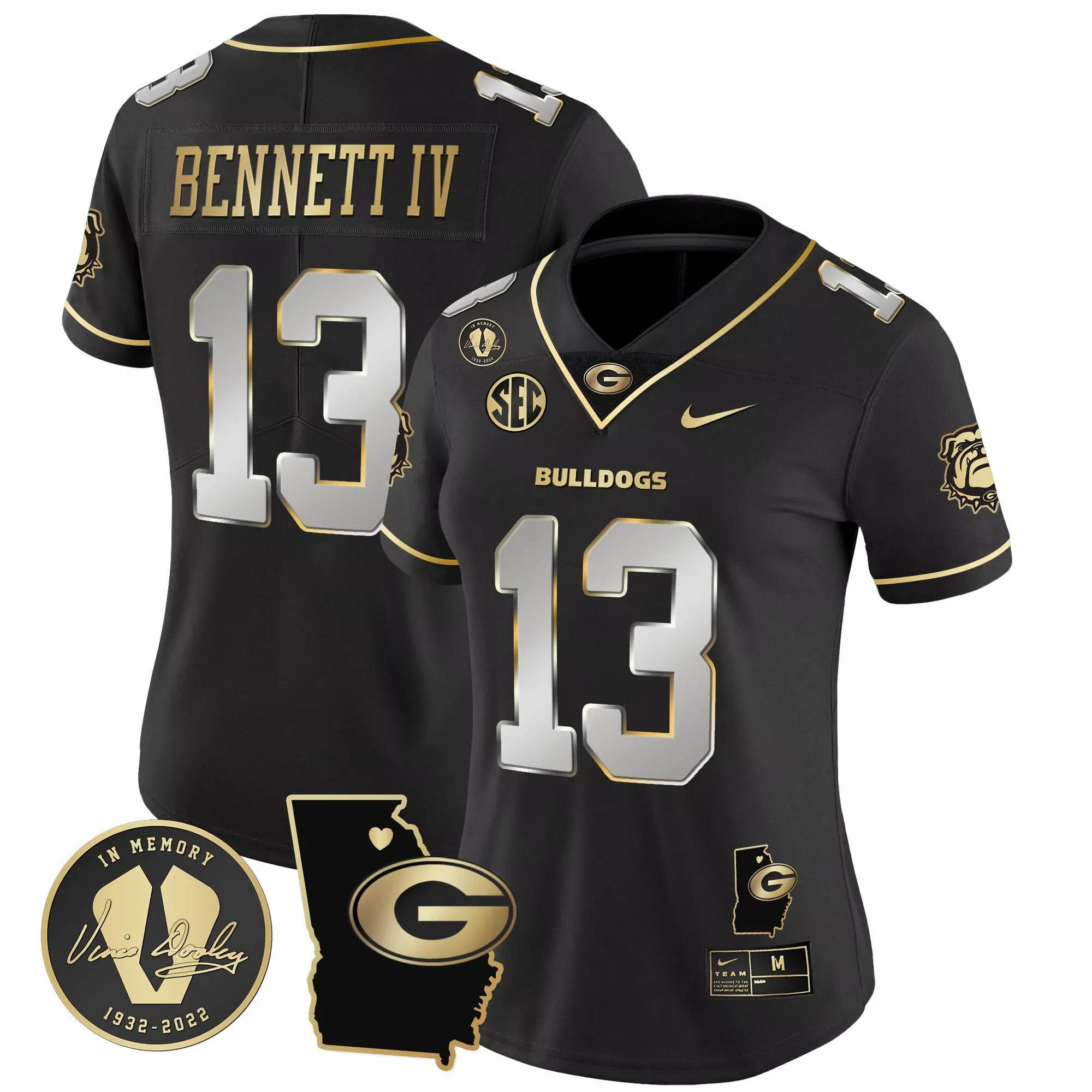 stetson bennett black limited womens georgia bulldogs 2023 vapor jersey georgia map all stitched
