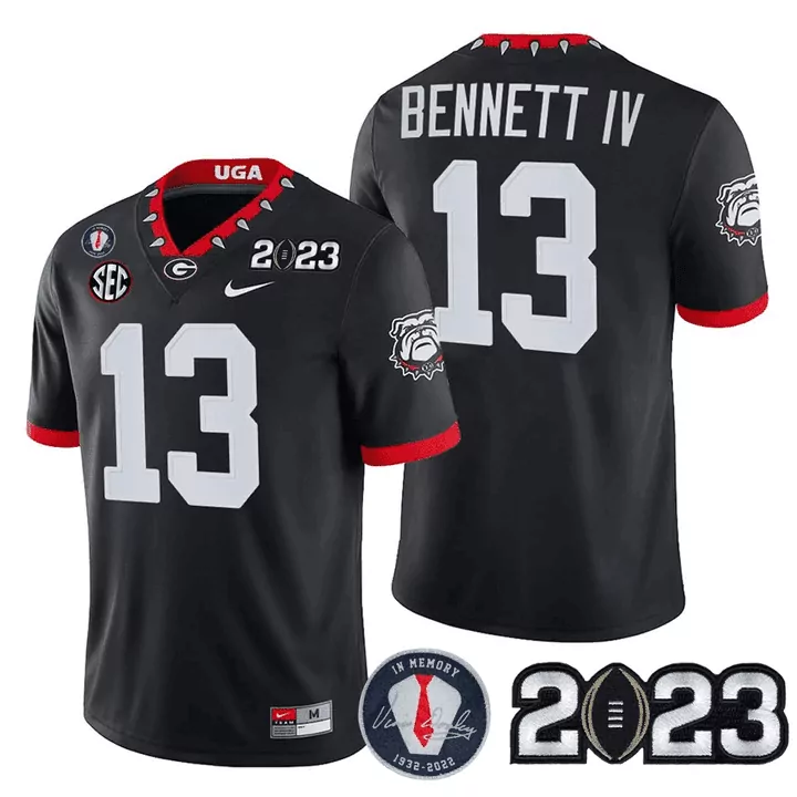 stetson bennett black mens georgia bulldogs 2023 alternate vapor limited jersey all stitched