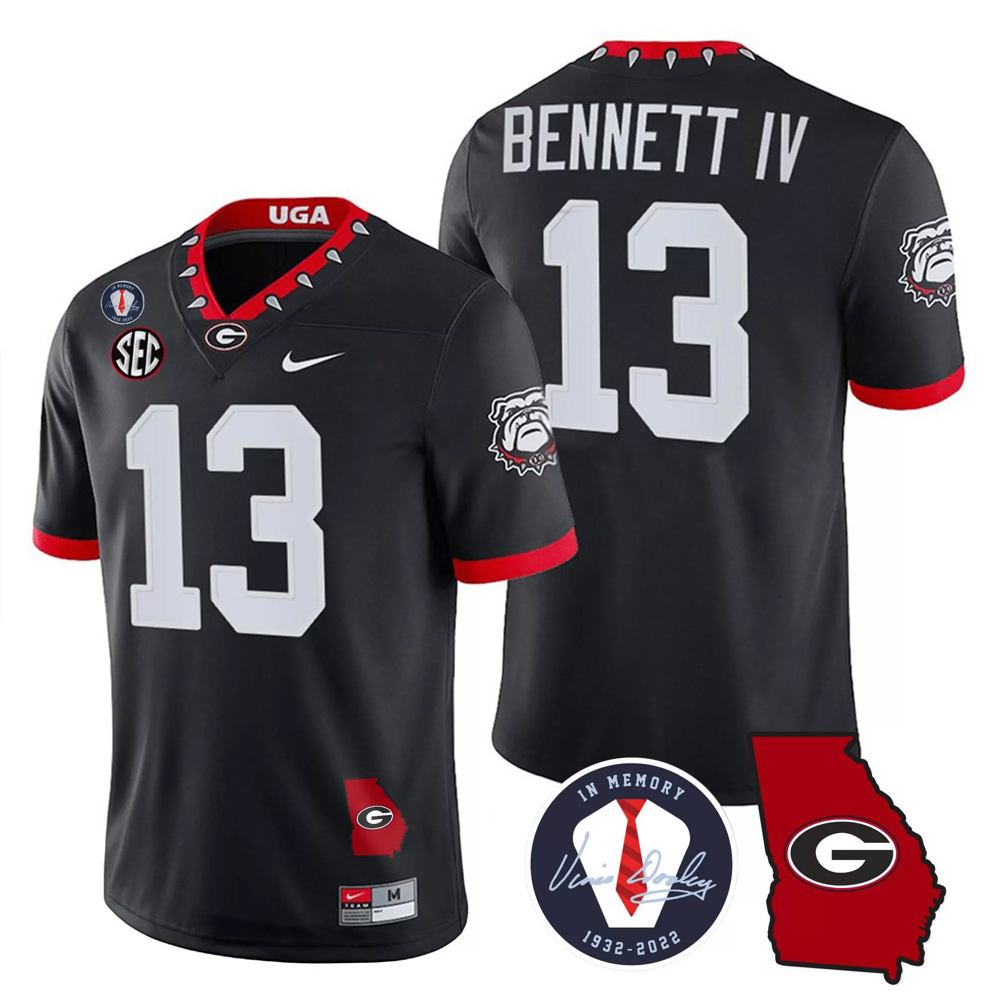 stetson bennett black mens georgia bulldogs 2023 vapor jersey georgia map all stitched