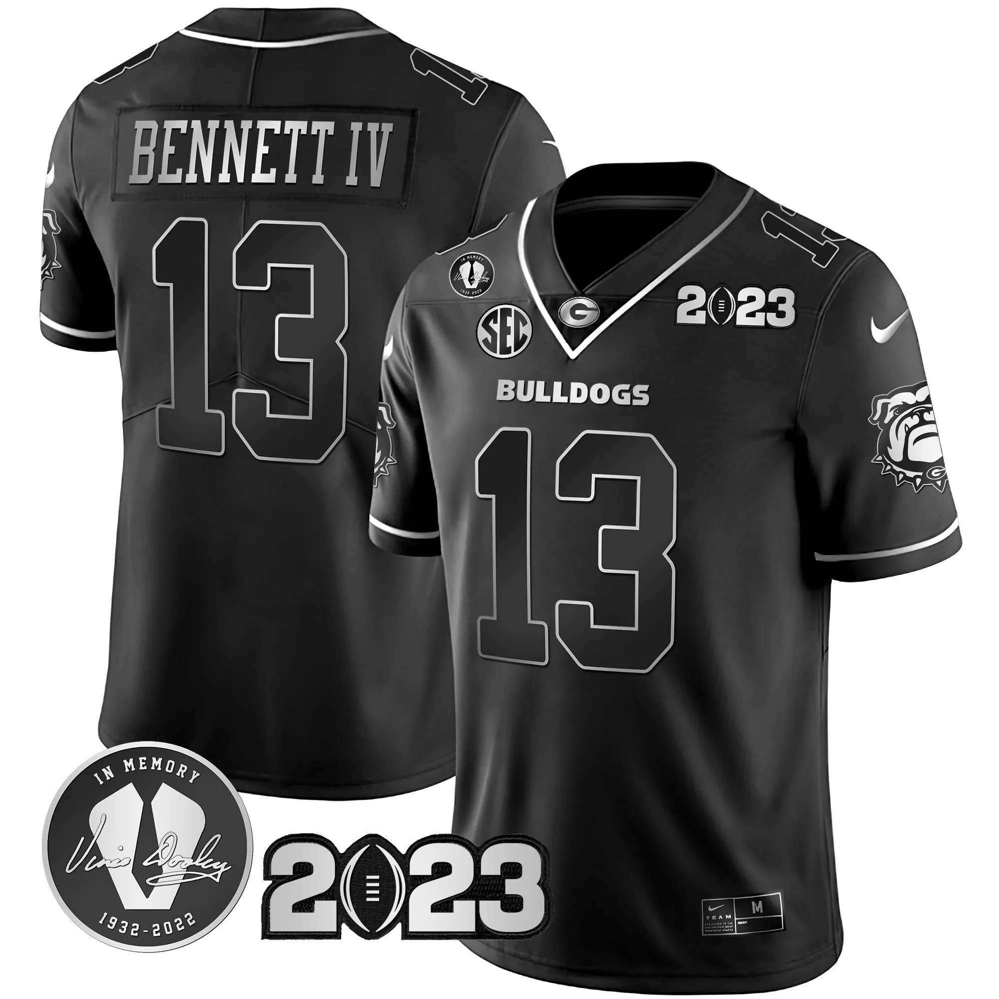 stetson bennett black red mens georgia bulldogs 2023 champions white red gold jersey all stitched