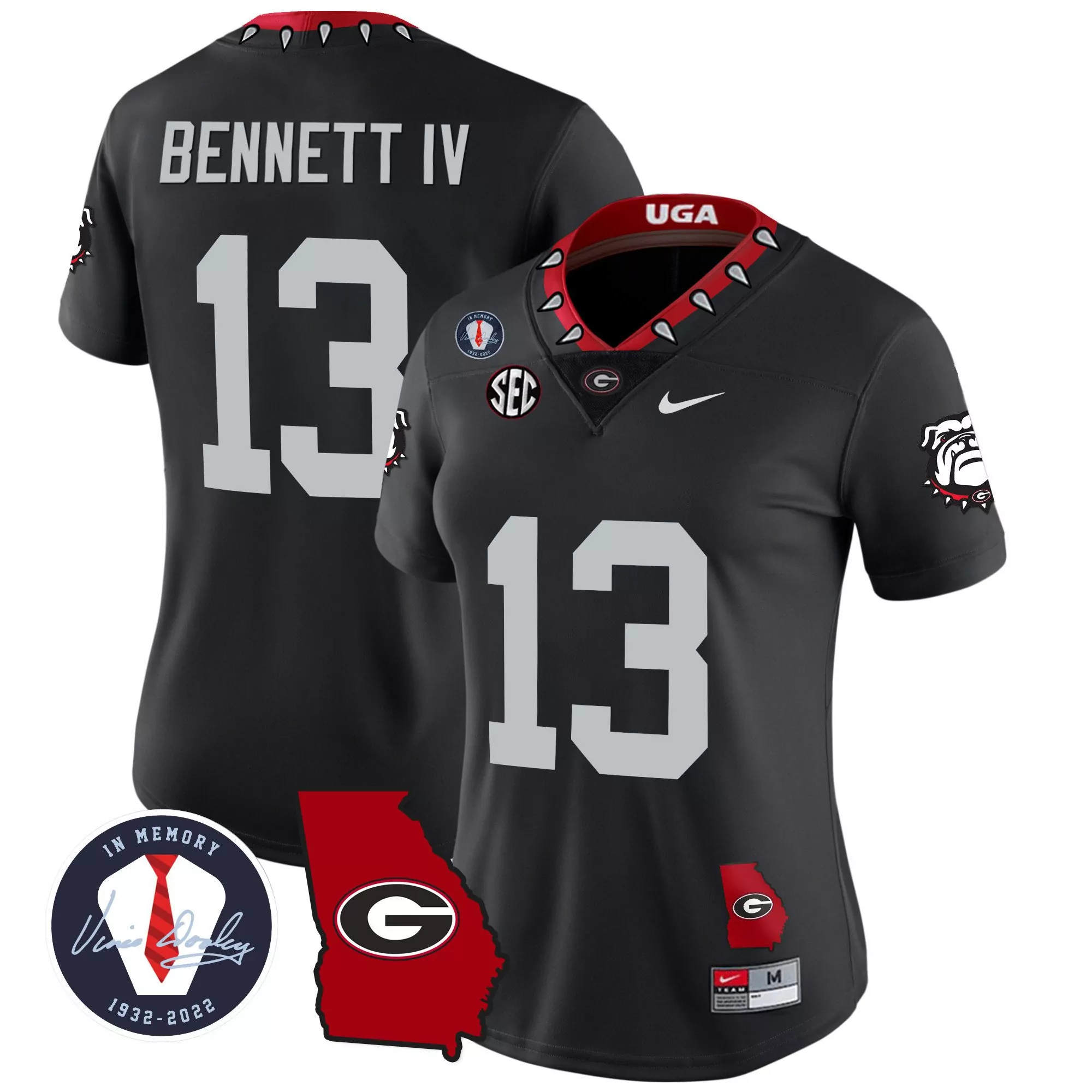 stetson bennett black womens georgia bulldogs 2023 champions jersey all stitched