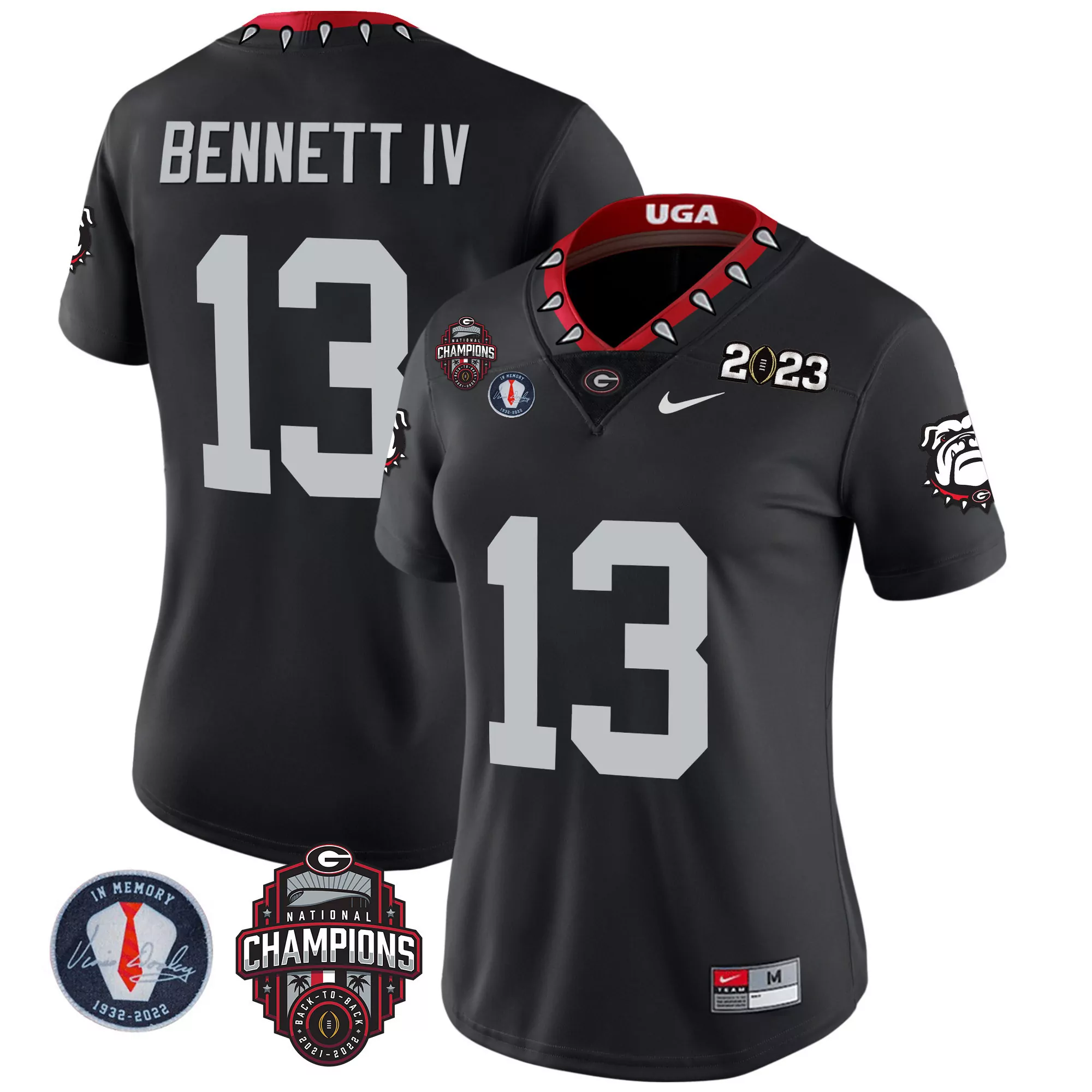 stetson bennett black womens georgia bulldogs 2023 champions jersey all stitched