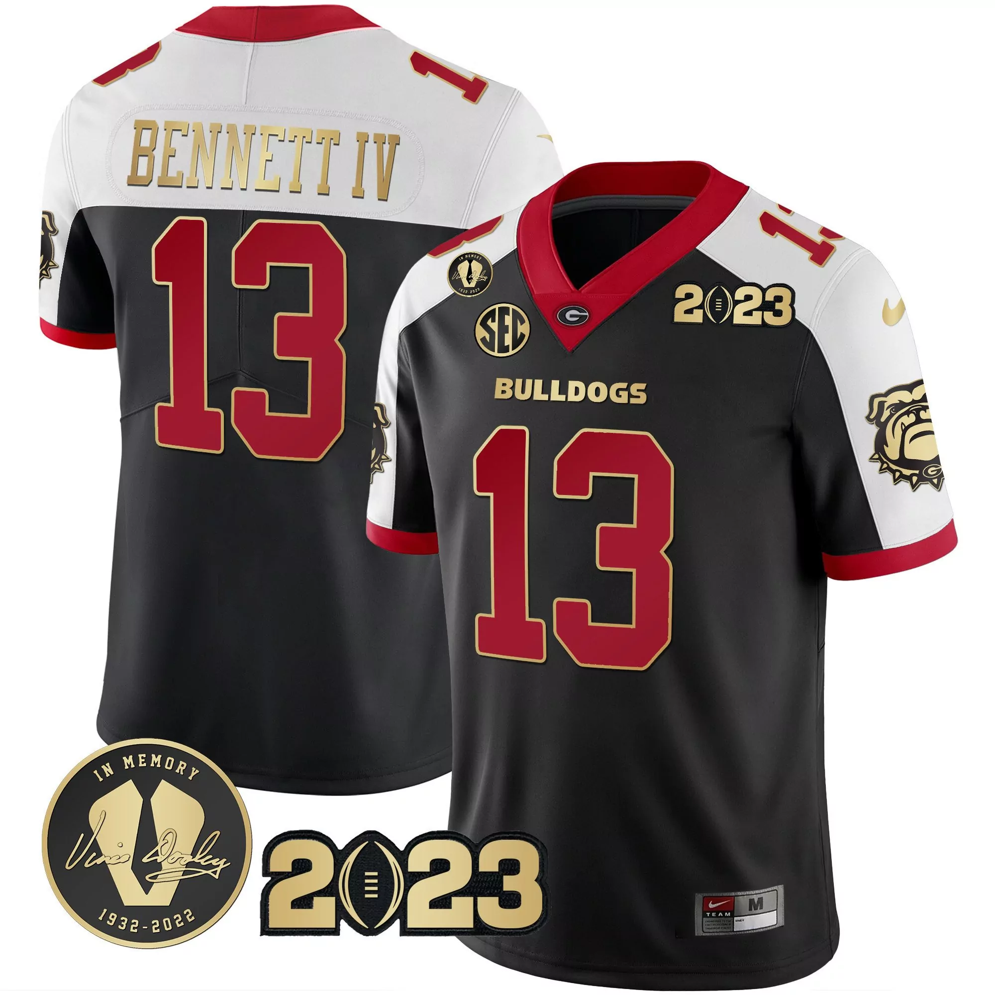 stetson bennett black youths georgia bulldogs 2023 champions jersey all stitched