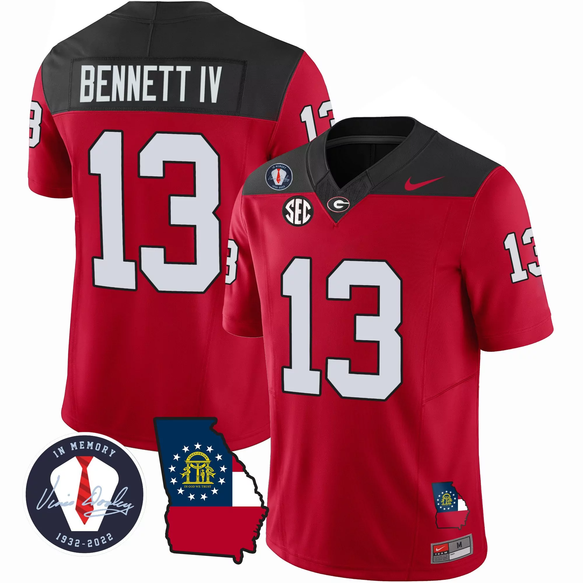 stetson bennett red mens georgia bulldogs 2023 alternate vapor limited jersey all stitched