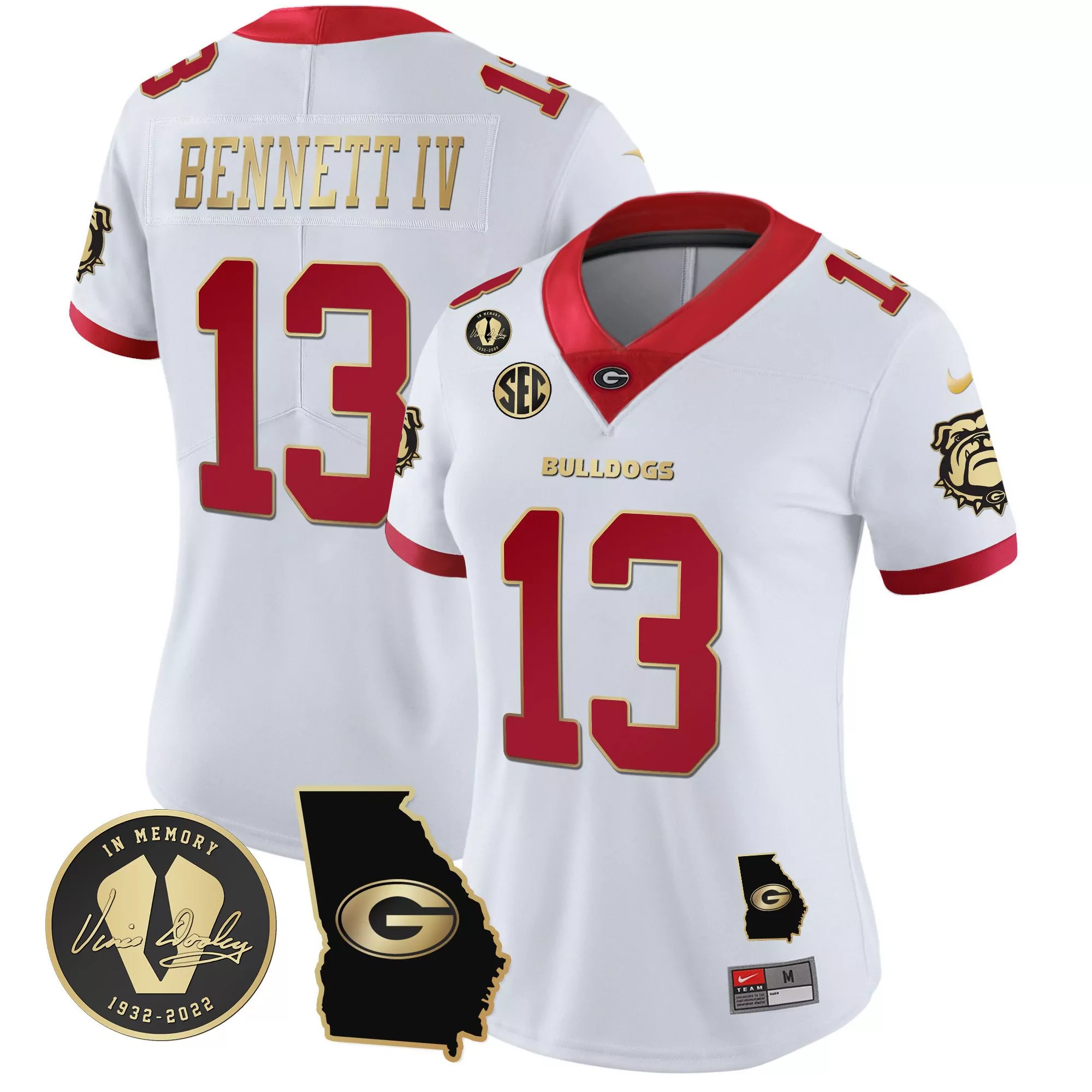 stetson bennett white gold trim mens georgia bulldogs 2023 vapor jersey v2 georgia map all stitched