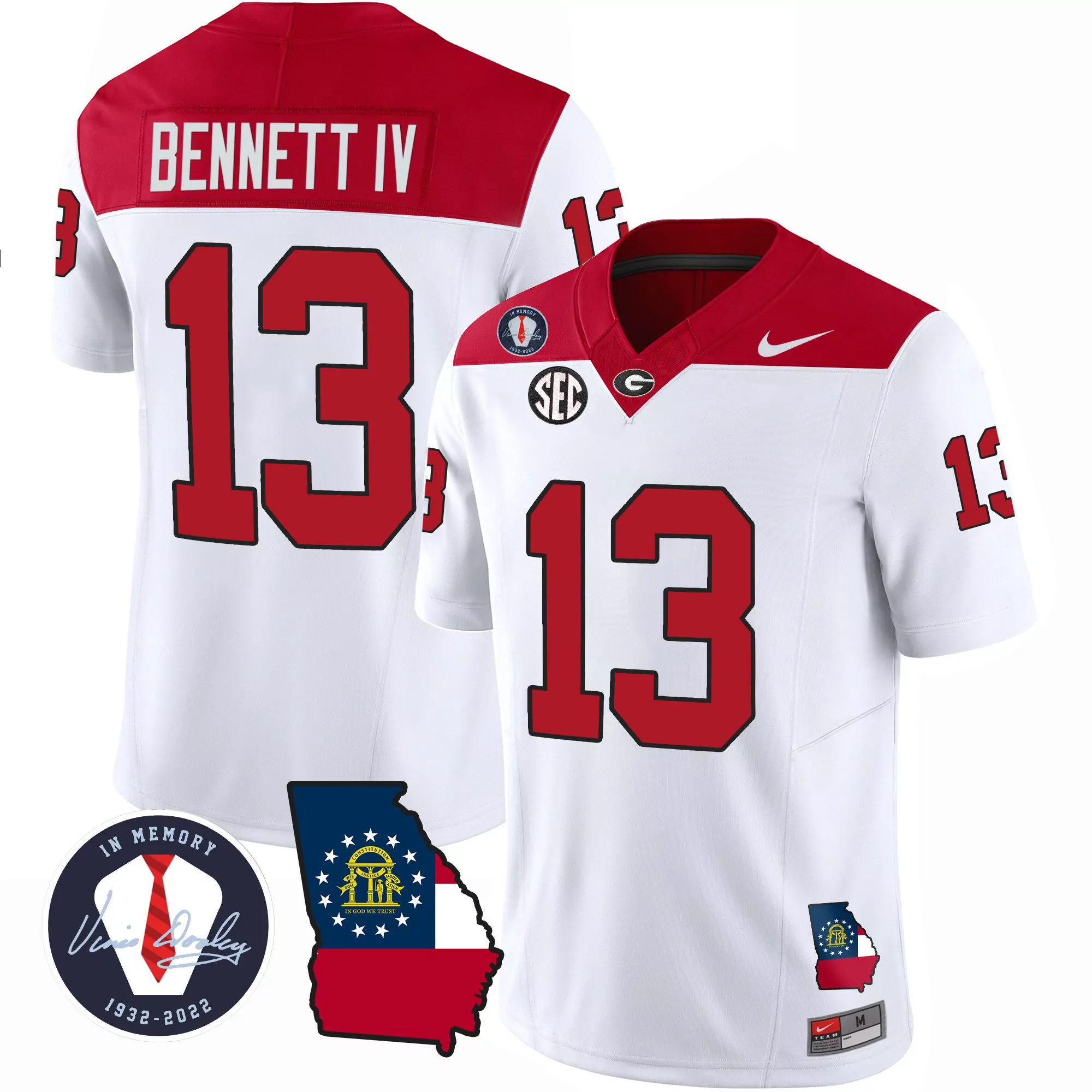 stetson bennett white limited mens georgia bulldogs checkerboard jersey all stitched