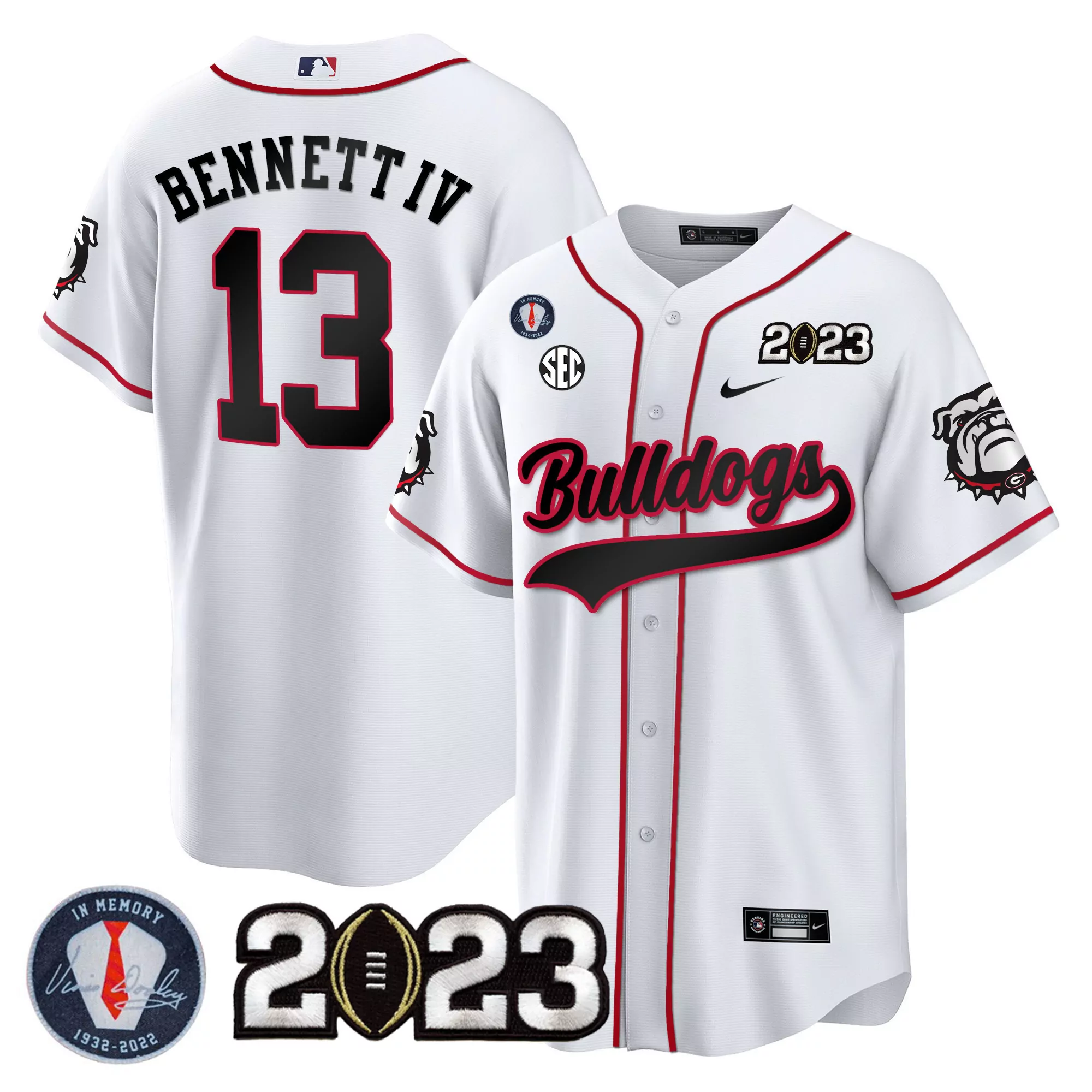 stetson bennett white limited mens georgia bulldogs checkerboard jersey all stitched