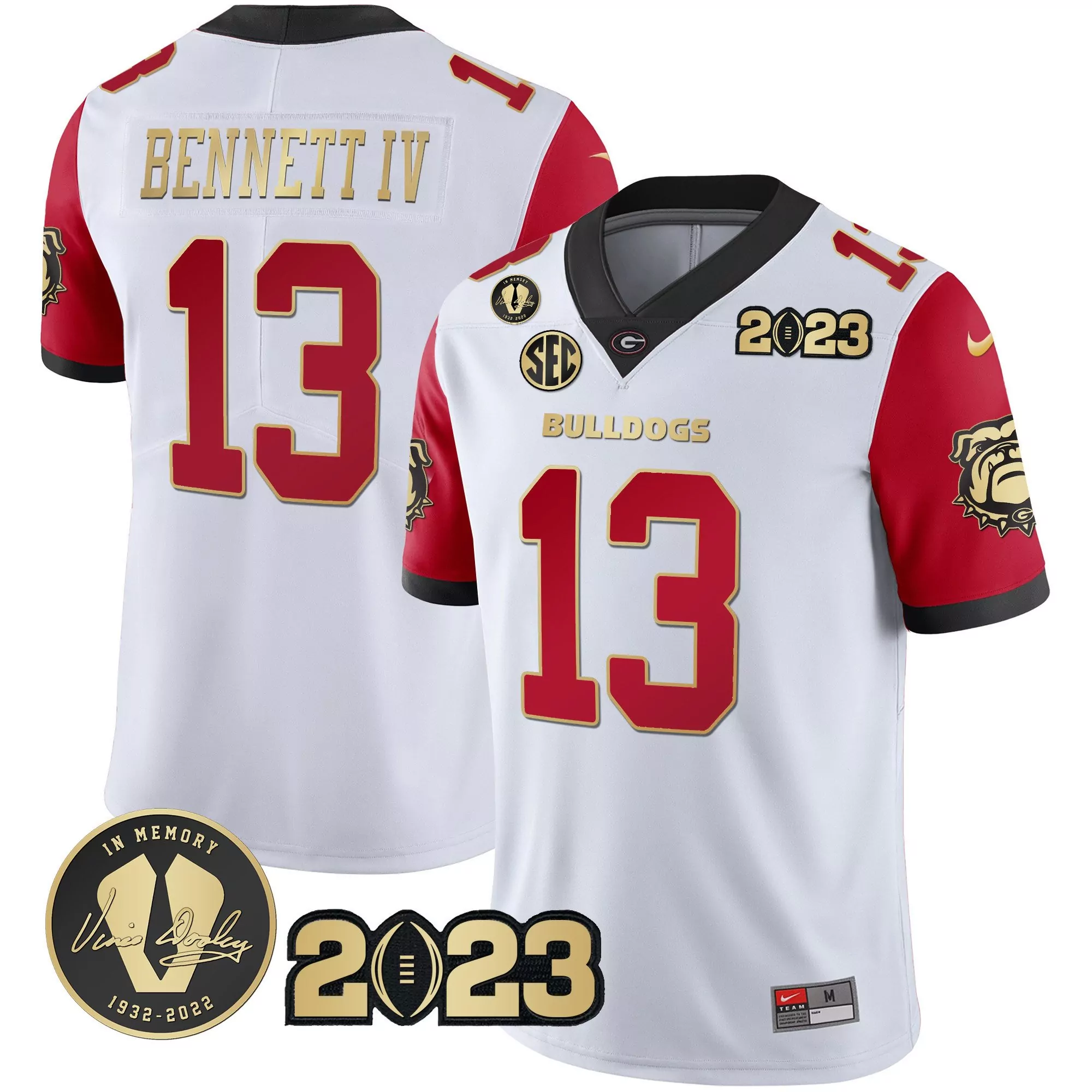 stetson bennett white limited mens georgia bulldogs checkerboard jersey all stitched