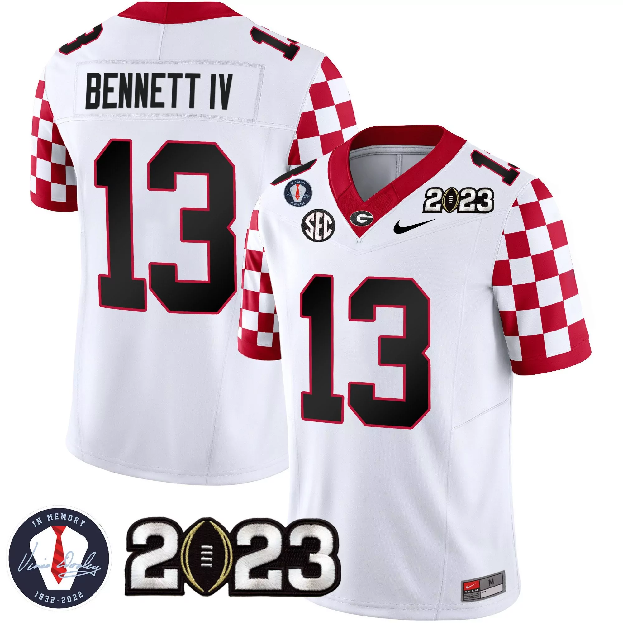 stetson bennett white mens georgia bulldogs cfp national champions jersey all stitched