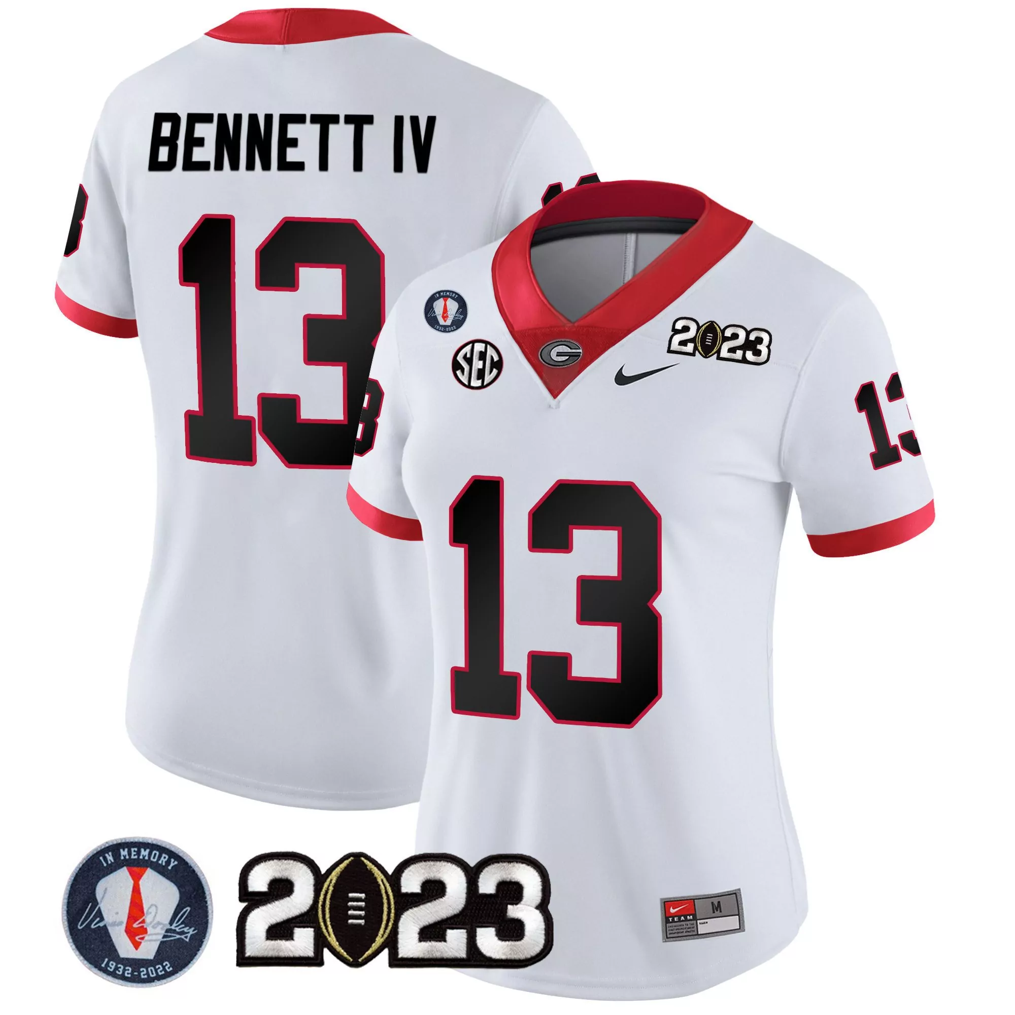 stetson bennett white mens georgia bulldogs cfp national champions jersey all stitched