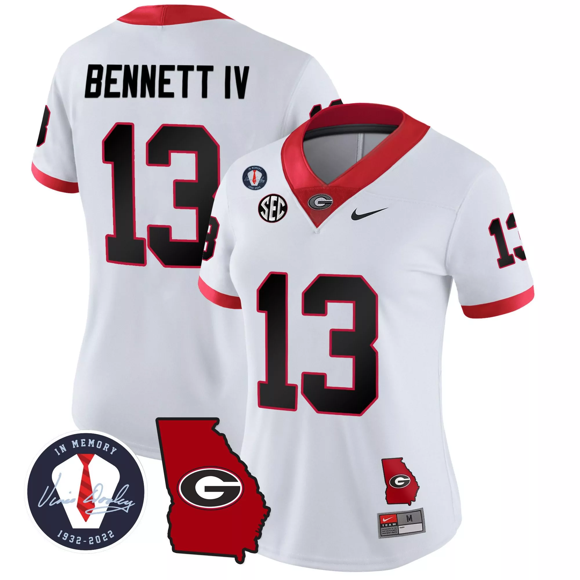 stetson bennett white mens georgia bulldogs cfp national champions jersey all stitched