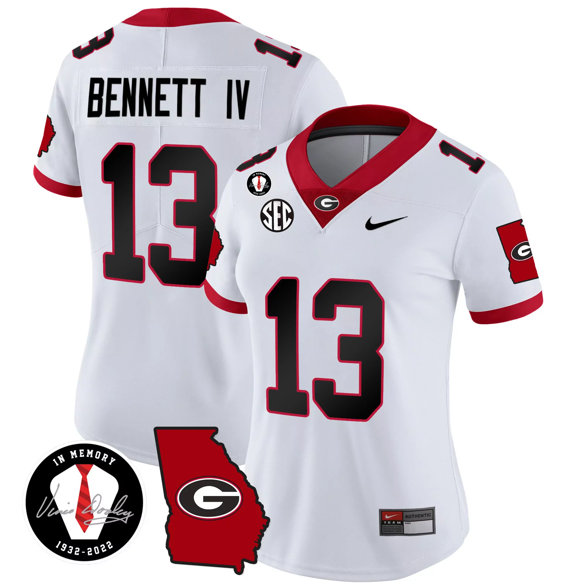 stetson bennett white mens georgia bulldogs cfp national champions jersey all stitched