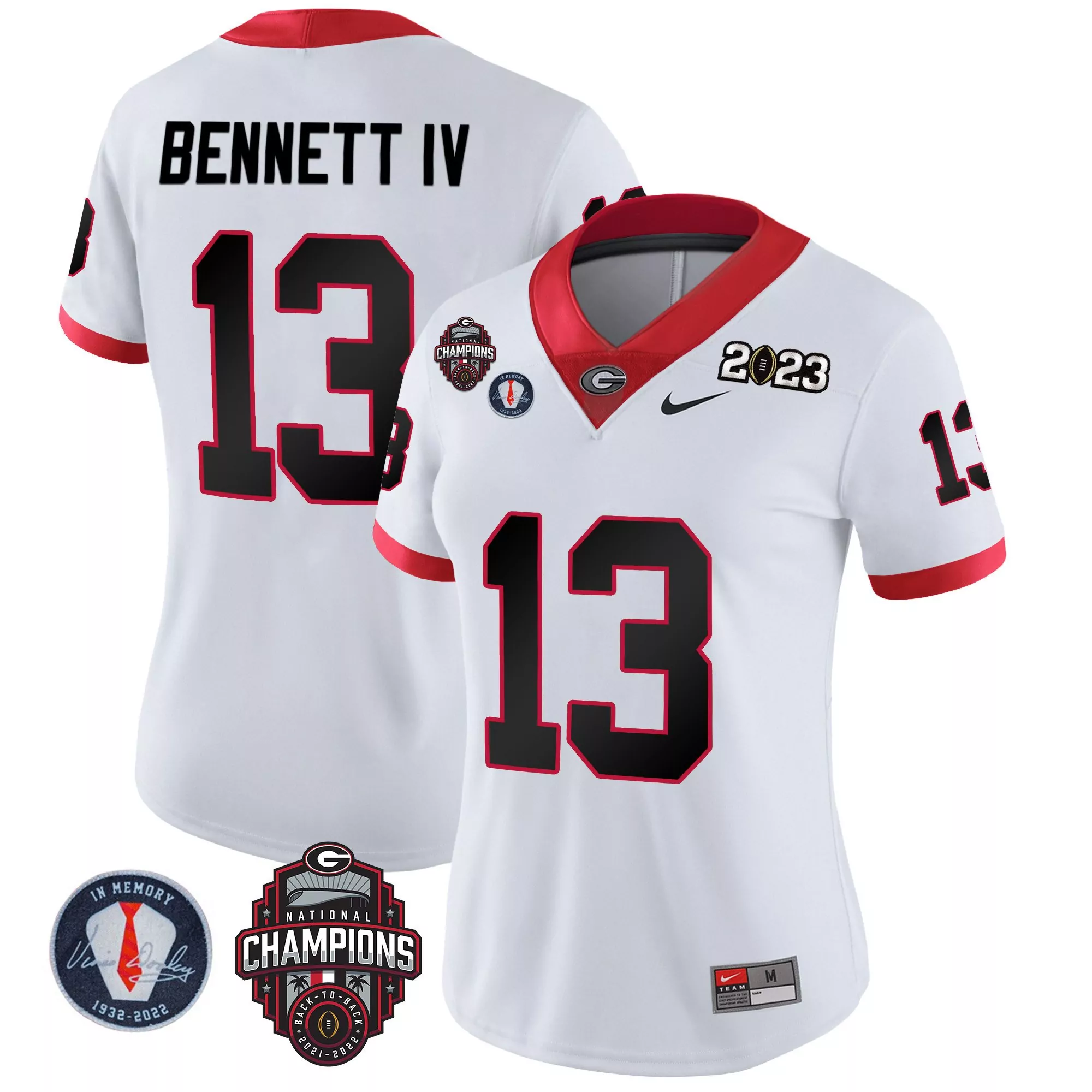 stetson bennett white womens georgia bulldogs 2023 vapor jersey v4 georgia map all stitched