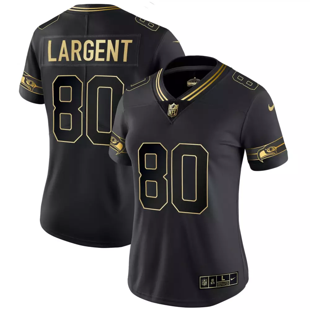 Steve Largent Seahawks Throwback Gold Jersey | Stitched Black & Gold | Fan Gear for Women | For Men, Women & Youth