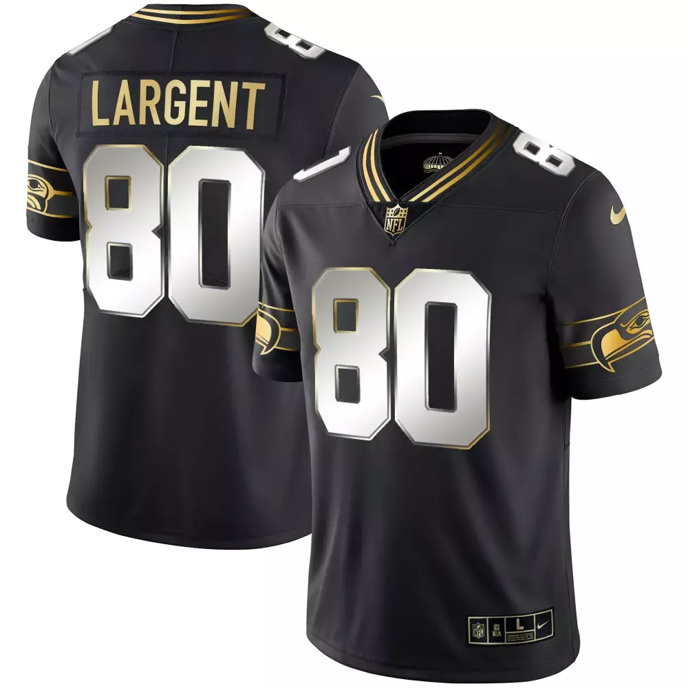 Steve Largent Black Limited Men's Seattle Seahawks Throwback Gold Jersey | Stitched Fan Gear | For Men