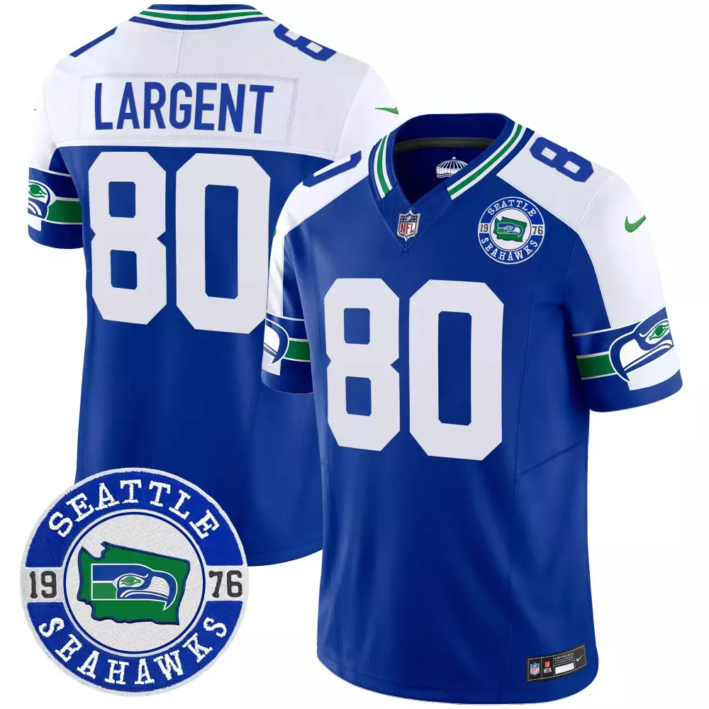 steve largent royal alternate mens seattle seahawks throwback est 1976 patch vapor limited jersey all stitched