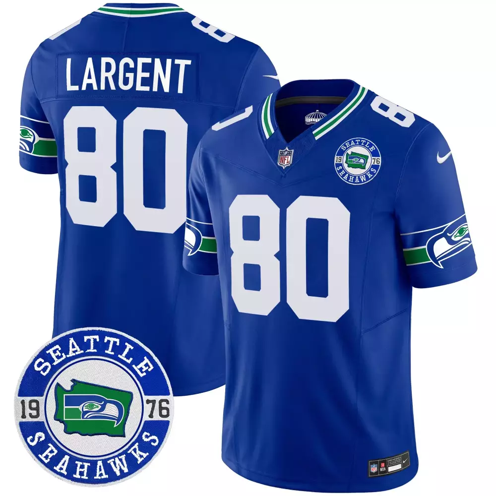 steve largent royal mens seattle seahawks throwback est 1976 patch vapor limited jersey all stitched