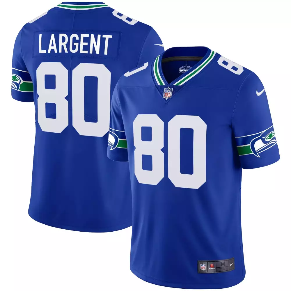 steve largent royal mens seattle seahawks throwback est 1976 patch vapor limited jersey all stitched
