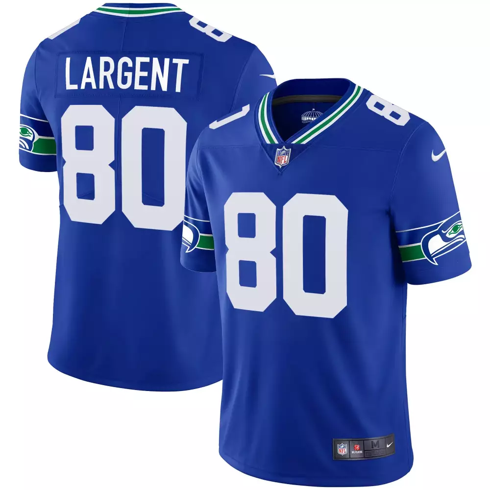 steve largent royal mens seattle seahawks throwback est 1976 patch vapor limited jersey all stitched