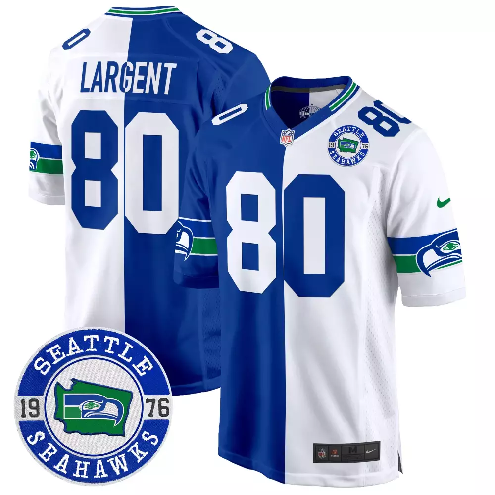 steve largent split mens seattle seahawks throwback est 1976 patch game jersey all stitched
