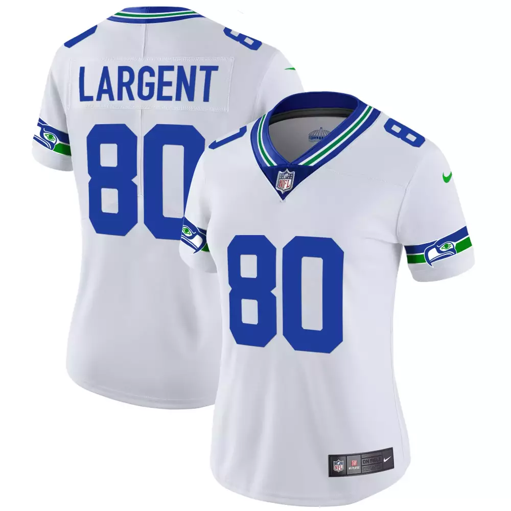 steve largent white womens seattle seahawks throwback gold jersey all stitched