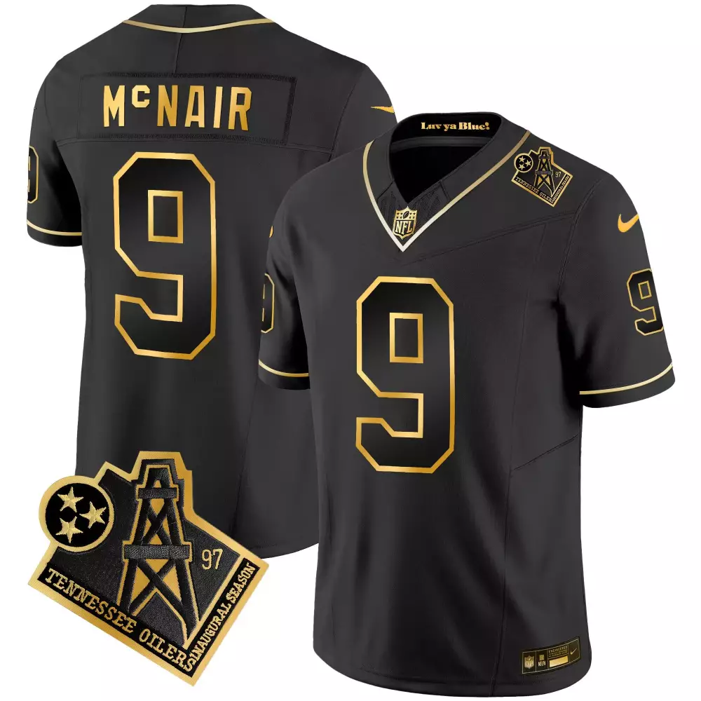 Steve McNair 1997 Throwback Black Gold Jersey | Vapor Edition | Tennessee Titans Fan Gear | For Men, Women & Youth