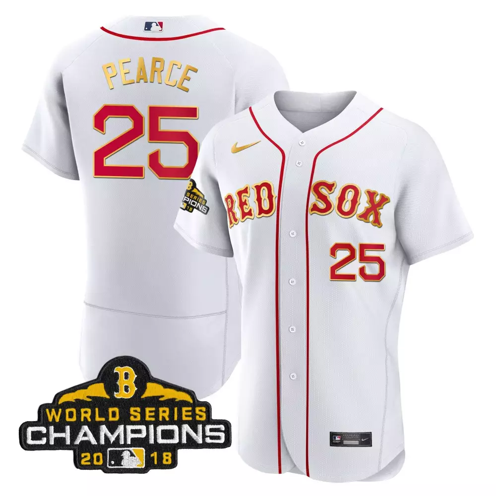 steve pearce flex white men boston red sox world series champion 2018 gold jersey all stitched
