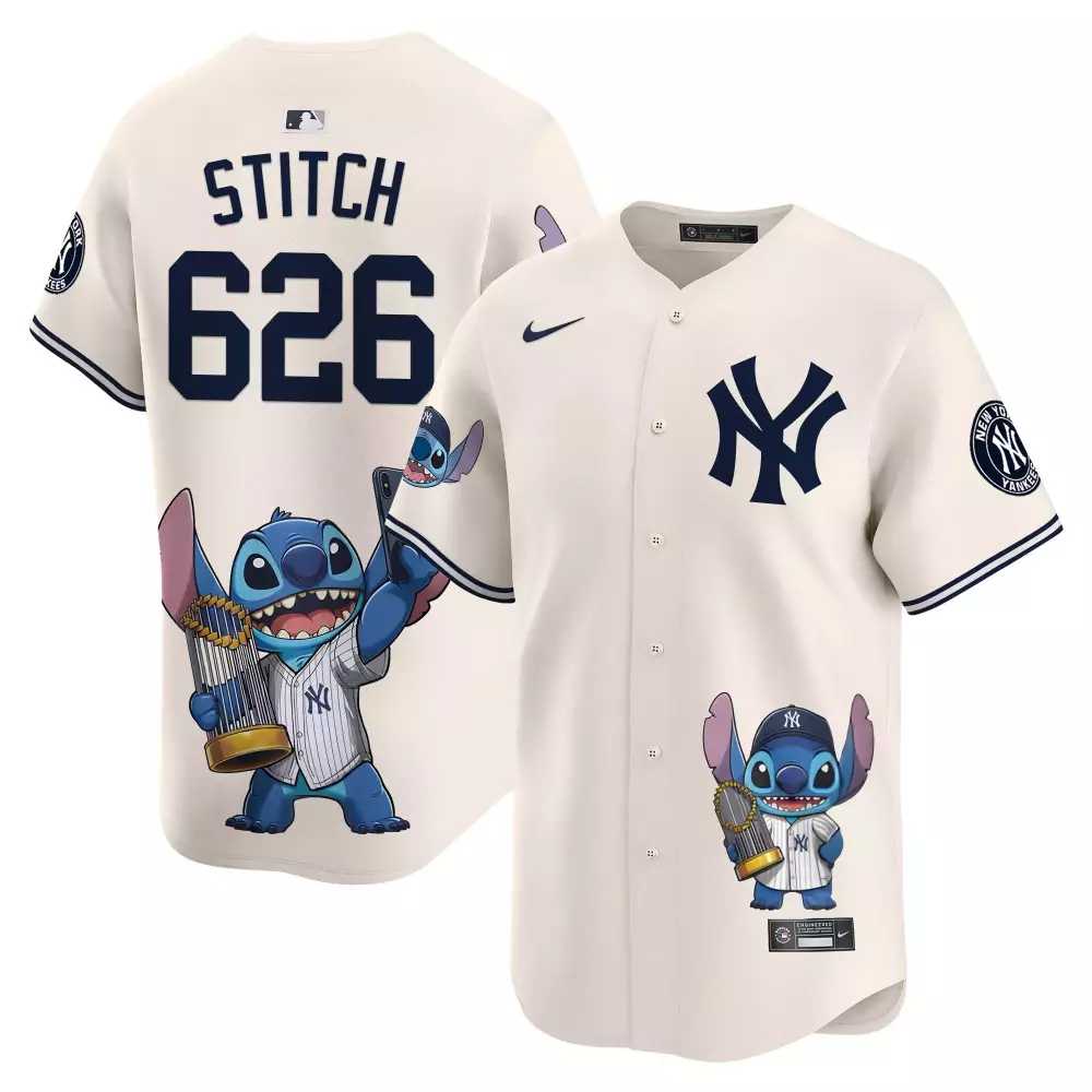 stitch cream unisex new york yankees lilo and stitch vapor premier limited jersey printed